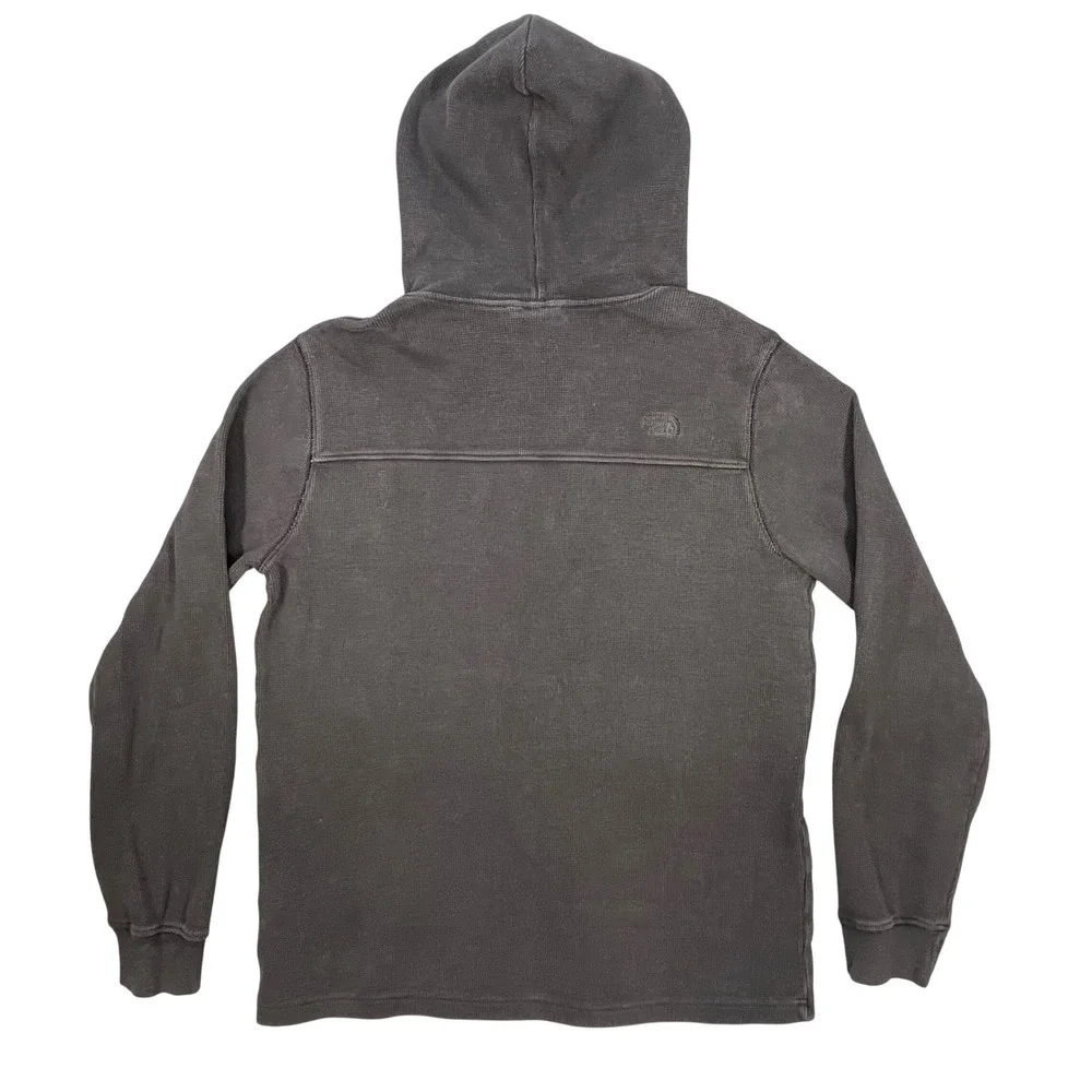 The North Face Black Waffle Knit Thermal Hoodie Mens Large